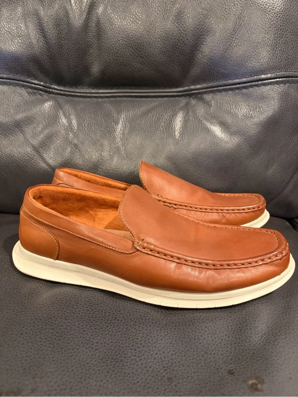 Florsheim Men's Cognac Leather Slip-On Boat Shoes